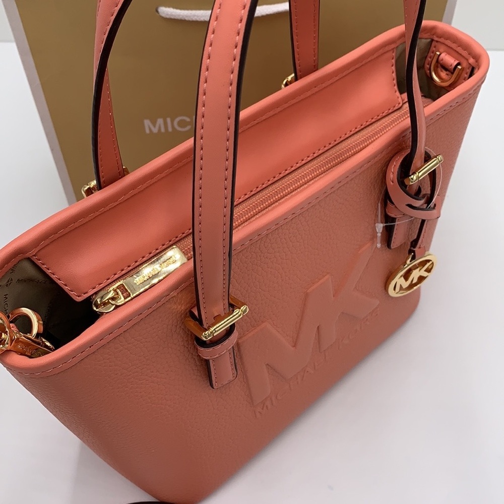 MICHAEL KORS XSMALL CARRYALL CONVERTIBLE TOP ZIP TOTE SHERBERT COLOR - Picture 7 of 16